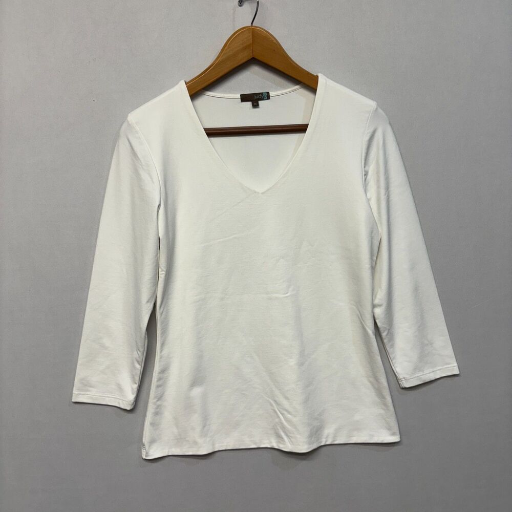 Judy P Women 3/4 Sleeve Tee T-Shirt Top Size Medium Nylon Blend Stretch D051 -11